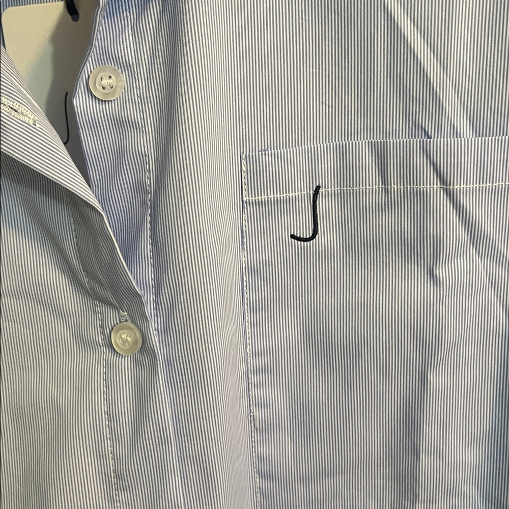 NWT Joh Apparel Blue Stipe Winae Shirtdress with Red White & Blue Cuffs Size L - Picture 3 of 8